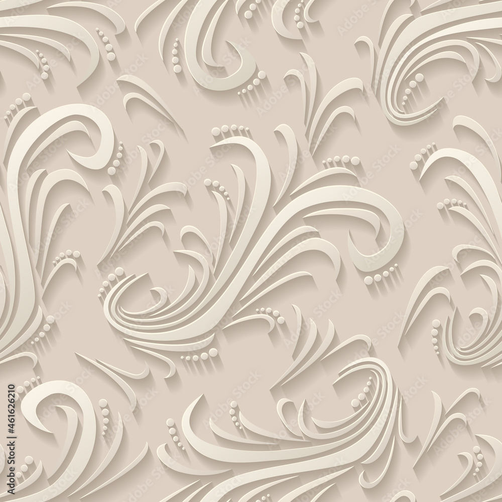 Floral 3d background. Seamless pattern for greeting card decoration. Pattern for continuous replicate. Vector illustration Floral 3d background. Seamless pattern for greeting card decoration. Pattern for continuous replicate. Vector illustration
