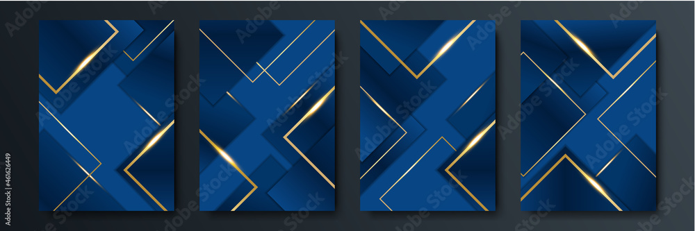 Blue abstract background with gold lines Stock Vector | Adobe Stock