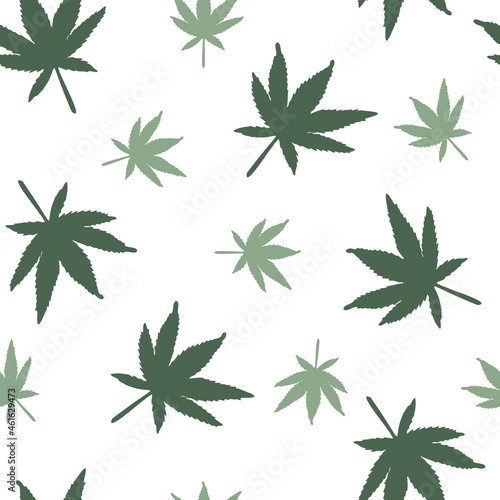 Art   Illustration  Marijuana leaves background pattern  green cannabis leaves pattern. Vector illustration.