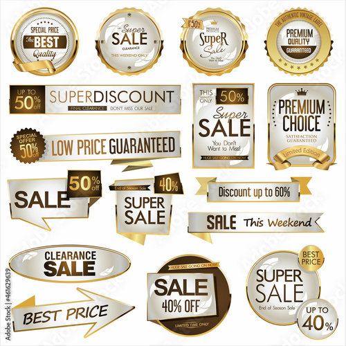 Luxury gold and brown badges and labels collection illustration