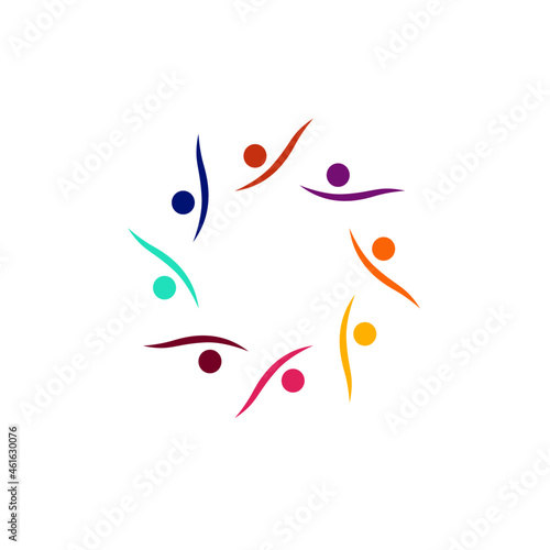 COLORFUL PEOPLE TOGETHER, TEAMWORK, WORKING TEAM, PEOPLE CONNECTED SIGN SYMBOL LOGO ISOLATED ON WHITE © WellnessSisters