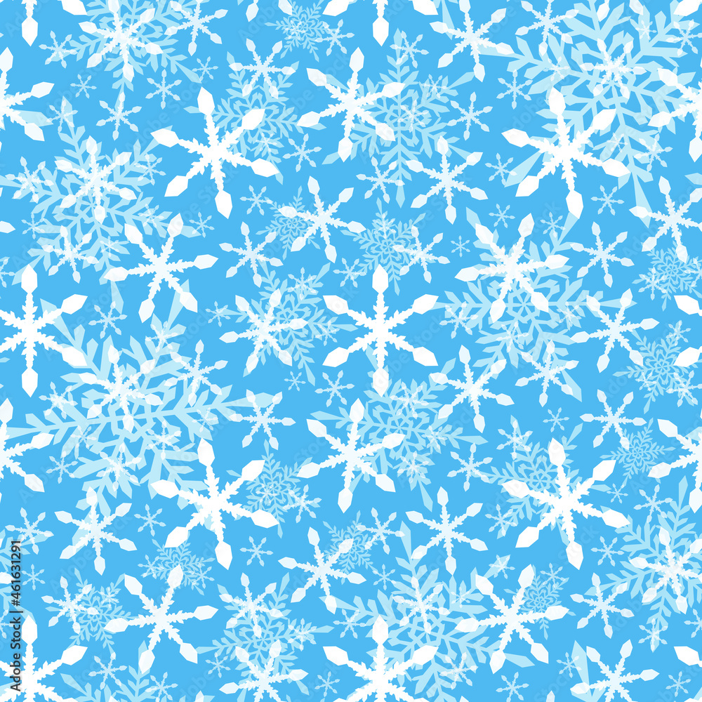 Snowflakes falling seamless pattern on blue background Snowflakes falling seamless pattern on blue background
