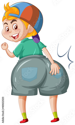 A boy with big bum cartoon character sticker