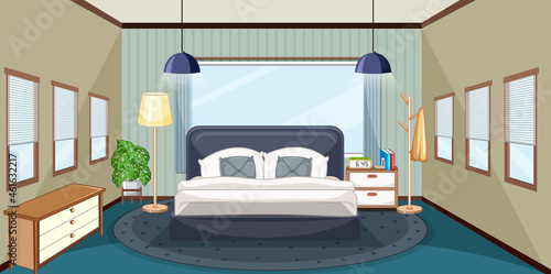 Empty bedroom interior design with furnitures
