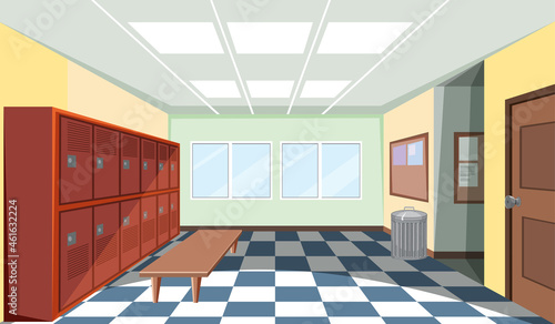 Interior of a school locker room