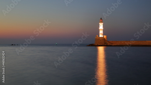 lighthouse at sunset, Chania, Creete photo