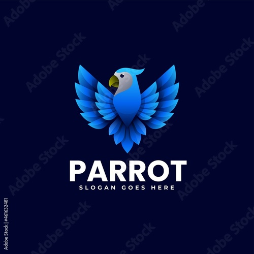Vector Logo Illustration Parrot Gradient Colorful Style.