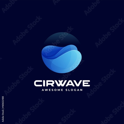 Vector Logo Illustration Wave Gradient Colorful Style.