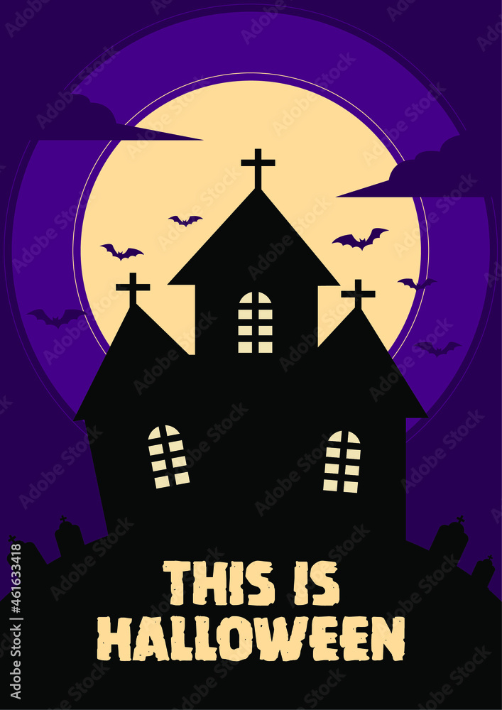 Helloween day background template for banner, poster, cover, social media. Vector graphics eps 10.  Holiday background. Celebration dark halloween template.