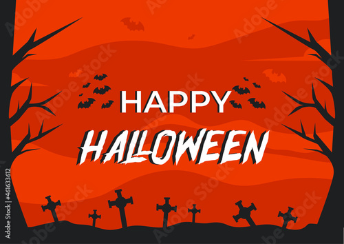 Helloween day background template for banner, poster, cover, social media. Vector graphics eps 10. Holiday background. Celebration dark halloween template.