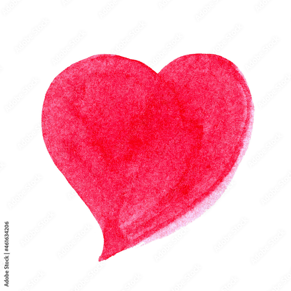 heart shape watercolor red for sticker and clip art, pink watercolor heart shape hand drawn art