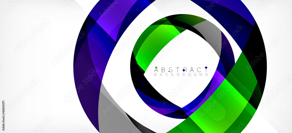 Geometric abstract background. Circle created with overlapping color shapes. Vector Illustration For Wallpaper, Banner, Background, Landing Page Geometric abstract background. Circle created with overlapping color shapes. Vector Illustration For Wallpaper, Banner, Background, Landing Page