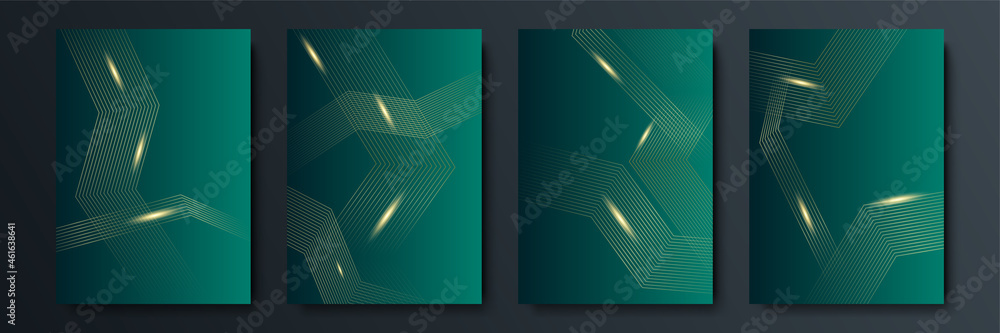 Modern simple dark green and gold glitter abstract geometric background ...