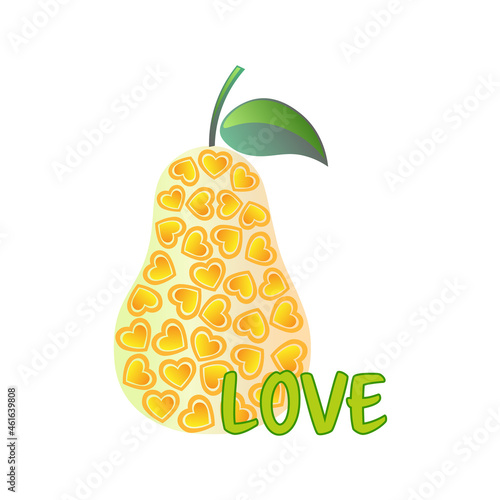 pear fruit juicy heart love vector illustration