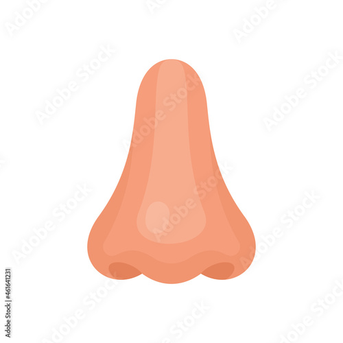 Human nose. The part face of a person. Human anatomy. Profile view. Vector illustration flat design. Isolated on white background.