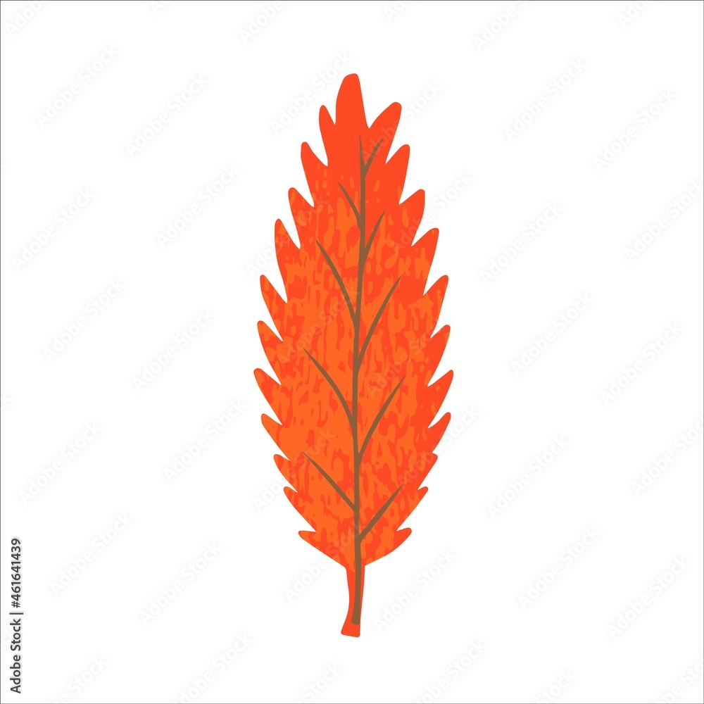 Modern autumn trendy icon of falling oak leaves, maple. Scrapbook collection of fall season elements. Flat natural vector illustration with floral for advertisement, promotion