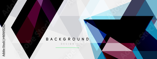 Color triangles composition, geometric abstract background. Techno or business concept, pattern for wallpaper, banner, background, landing page