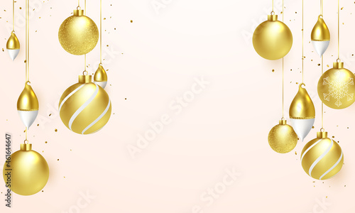 Vector illustration of a Christmas celebration background with a golden Christmas ball extravagant for a greeting card.