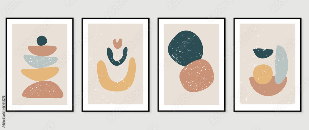 Set of abstract art background vector. Watercolor hand painted illustration for wall art, Wall decoration, poster, canvas prints, postcard and cover design.  