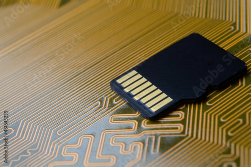 micro sd card on the background of the chip.