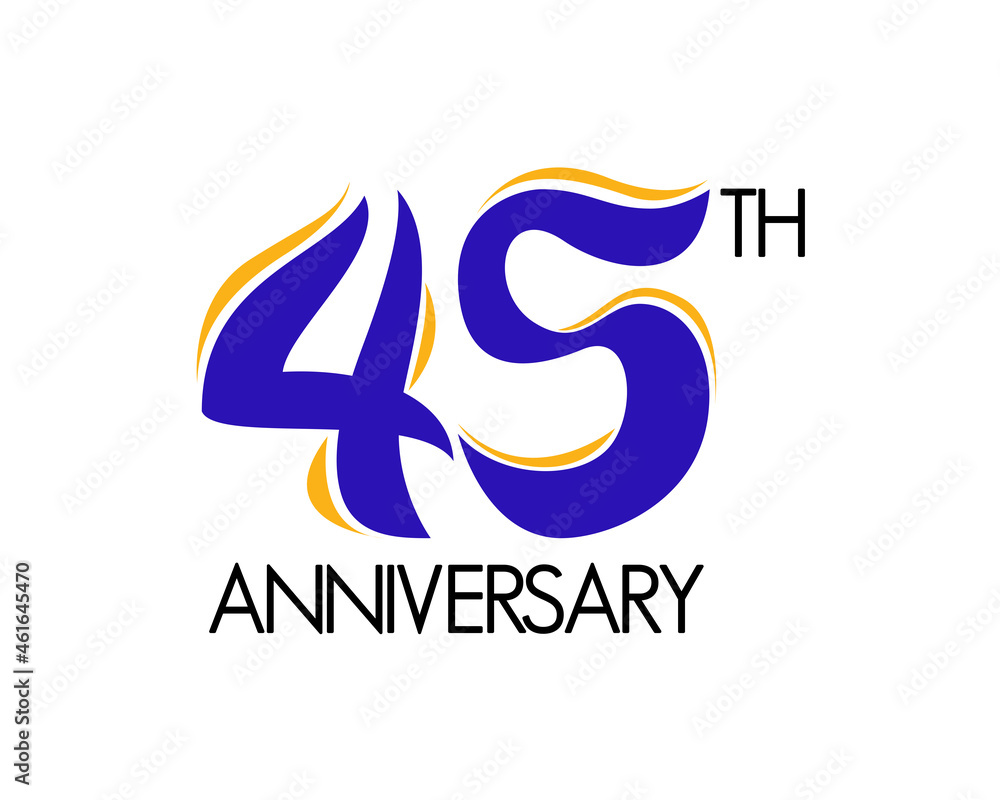 45 year anniversary logo design with ribbon icon. 45th celebration number 45 year anniversary logo design with ribbon icon. 45th celebration number