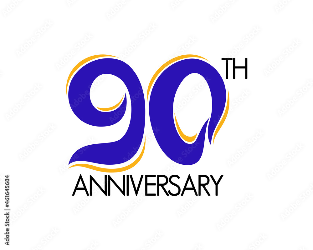 90 year anniversary logo design with ribbon icon. 90th celebration number 90 year anniversary logo design with ribbon icon. 90th celebration number