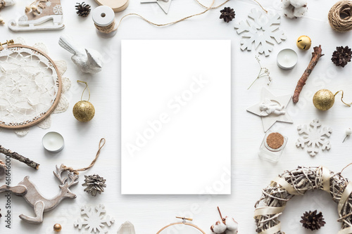 Cute vintage christmas new year gifts mock up