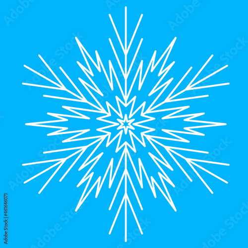 Snowflake icon, Christmas decoration. Cute snowflake for design, symmetrical crystal needle