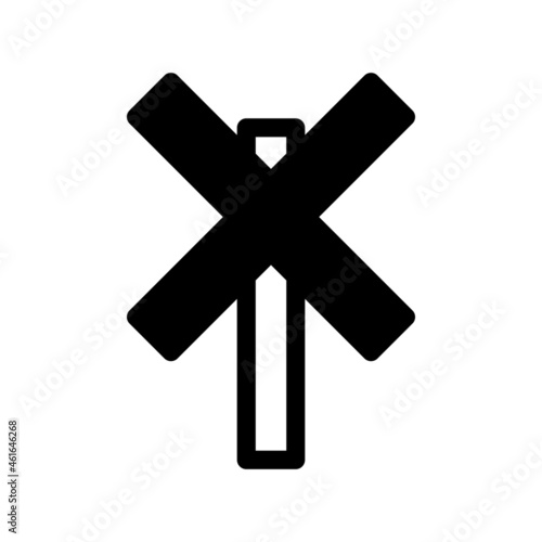 Level Crossing Glyph Vector Icon Design