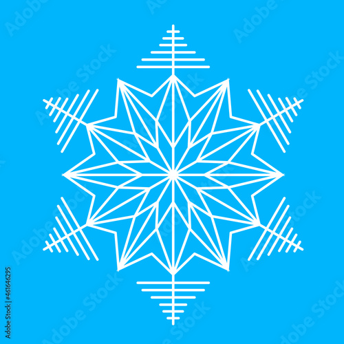 Snowflake icon, Christmas decoration. White snowflake isolated