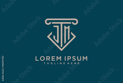 JM initial with pillar icon design, clean and modern attorney, legal firm logo