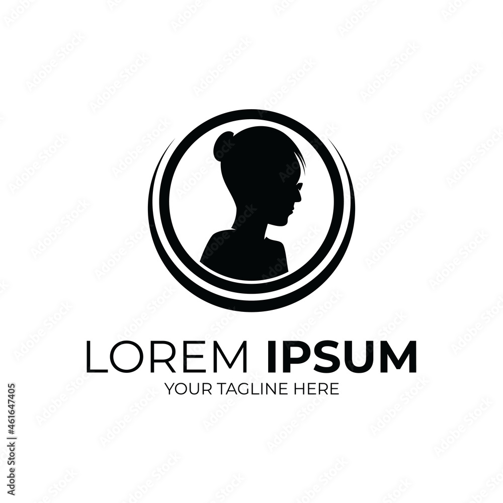 Silhouette of woman logo design inspiration Silhouette of woman logo design inspiration