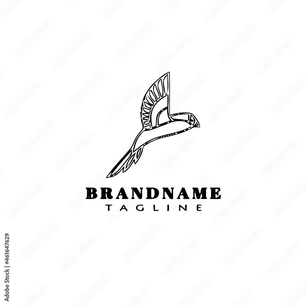 bird logo cartoon icon design template hand drawn isolated vector illustration
