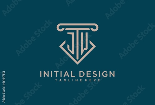 JW initial with pillar icon design, clean and modern attorney, legal firm logo