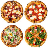 Set of delicious neapolitan pizza isolated on white background