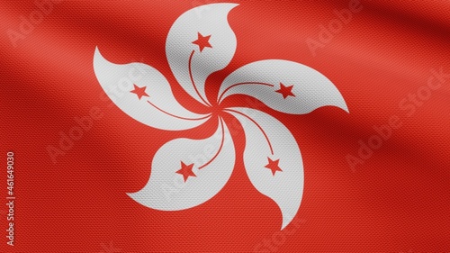 Photography 3D, Hongkong flag waving on wind
