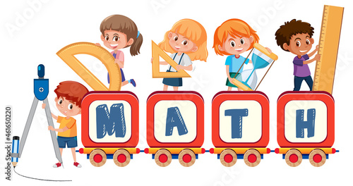 Math icon with kids and math tools
