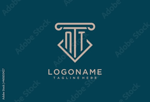 NT initial with pillar icon design, clean and modern attorney, legal firm logo