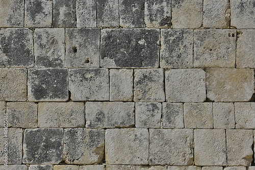 wall brickwork maya ancient city, abstract background old stones archeology wall in mexico