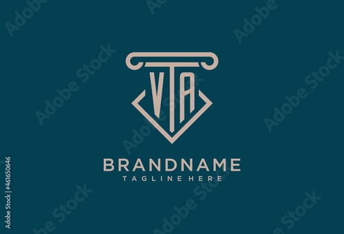 VA initial with pillar icon design, clean and modern attorney, legal firm logo