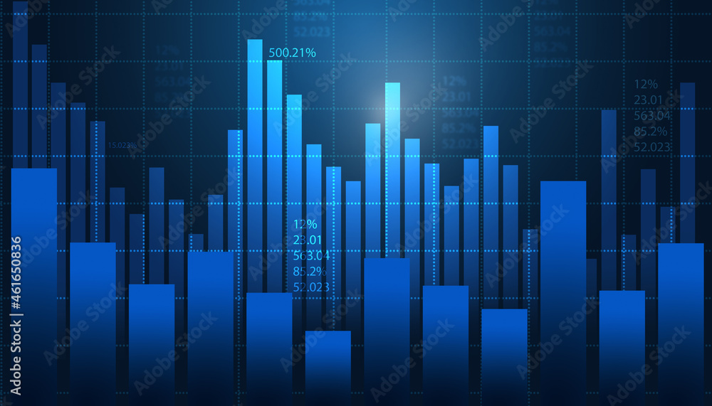 Stock market investment graph chart. 3d illustration.