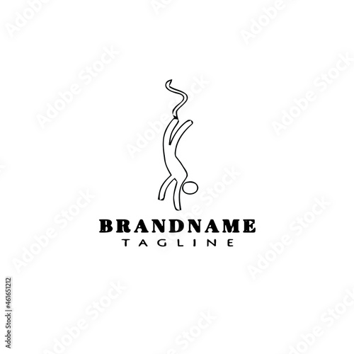 bungee jumper cartoon logo icon design template black vector illustration