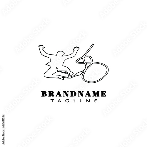 bungee jumper cartoon logo icon design template black cute vector illustration