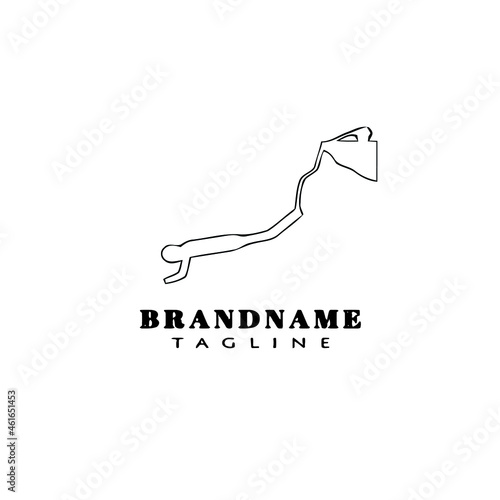 bungee jumper cartoon logo icon cute template black isolated vector illustration