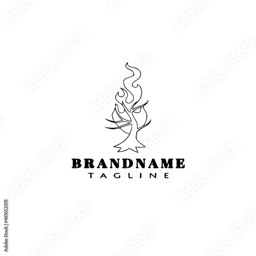 burning bush logo cartoon icon design template black isolated vector cute