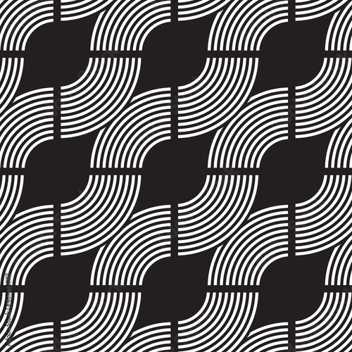 graphic square waves seamless tile in black and white