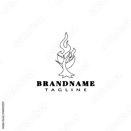 cute burning bush logo cartoon icon design template black isolated vector illustration