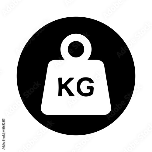 Kilogram weight graphic Icon. KG weight sign in the circle isolated on white background. Flat illustration