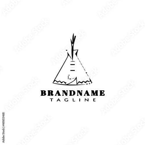 indian tipi house logo cartoon icon design template black isolated vector illustration