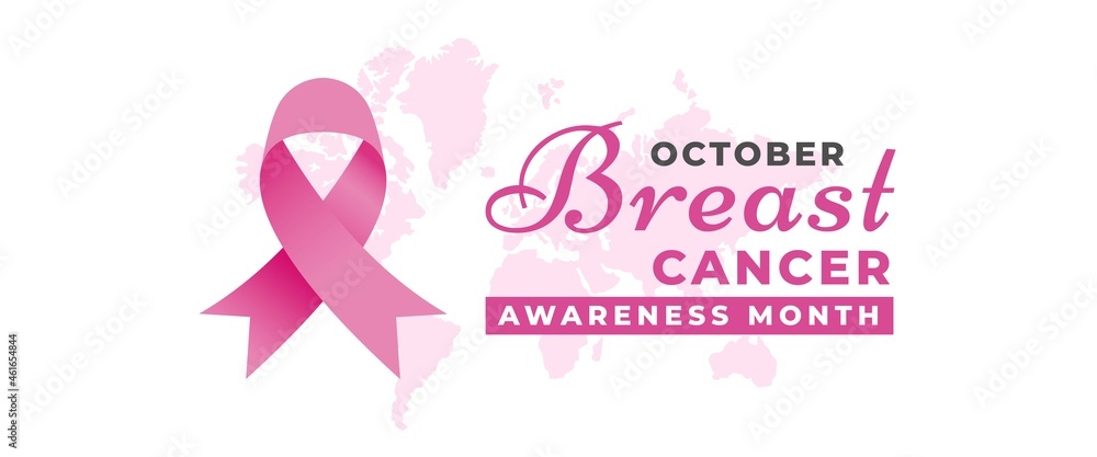 Breast cancer awareness month horizontal banner template design. Usable for banner, cover, and background.